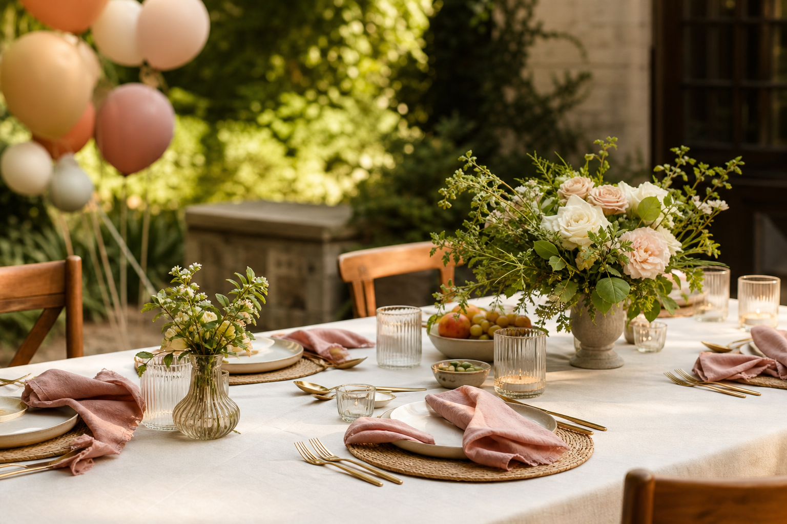 Eleganter gedeckter Tisch für eine Familienfeier
